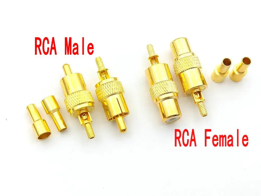 

100PCS Gold plated brass RCA Male/RCA Female Coax Cable Connector for RG174 RG316 Cable