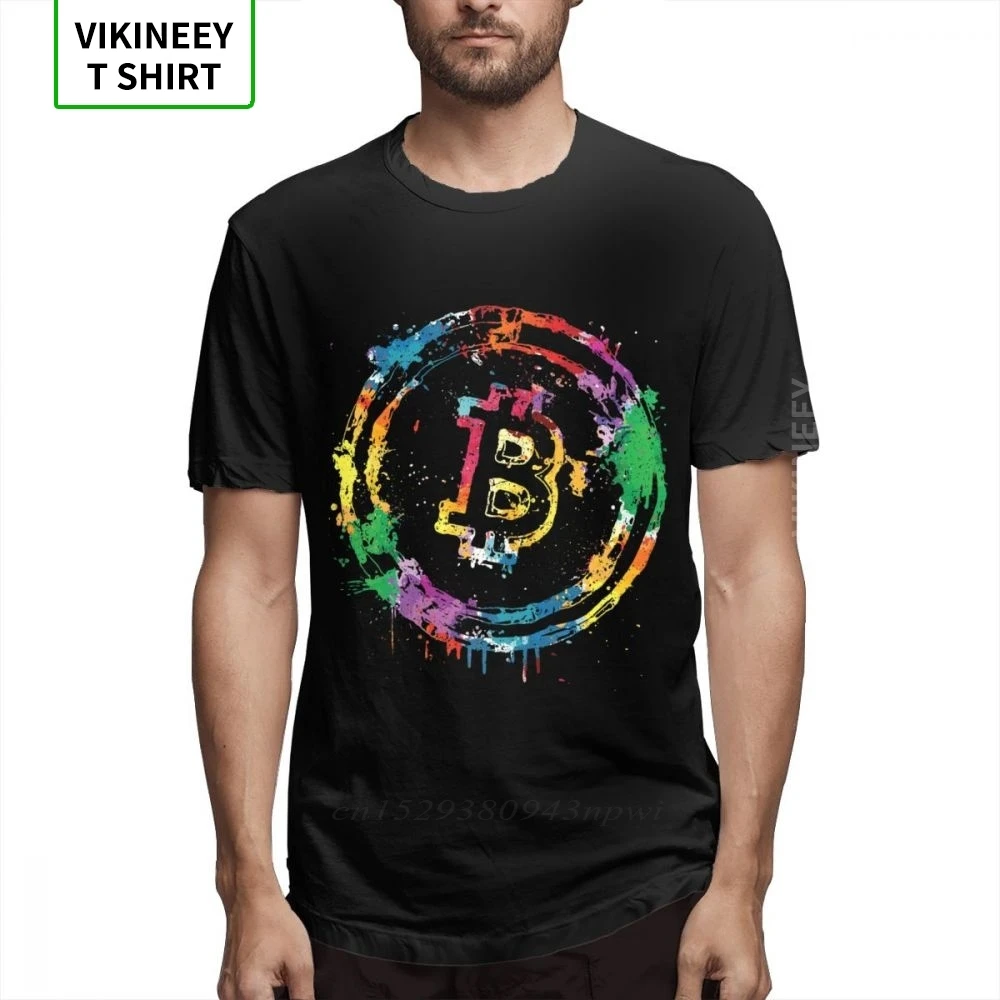 Cool Men T Shirts Colorful Bitcoin Colors Tee Shirt 3D Print Graphic T-Shirt Pure Cotton XS-3XL Plus Size Tshirt