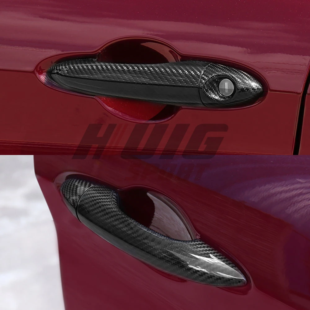 

For Alfa Romeo Giulia 952 Stelvio 949 2017 2018 Real Carbon Fiber Car Exterior Door Handle Grab Cover Trim Sticker Styling