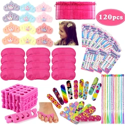 120pcs Spa Party Favors Birthday Party Supplies Girls Crown Hair Fringe Stickers Wedding Christmas Gifts Guests Bridesmaid Gift