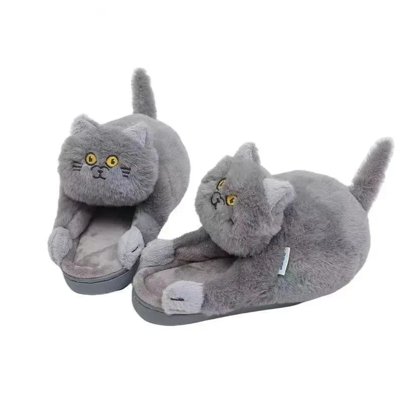 Women Hug Cat Slippers With Unique Design for Winter Female Indoor Floor Kawaii Shoes Slippers Fun Cute Cat Girls Gift Slippers