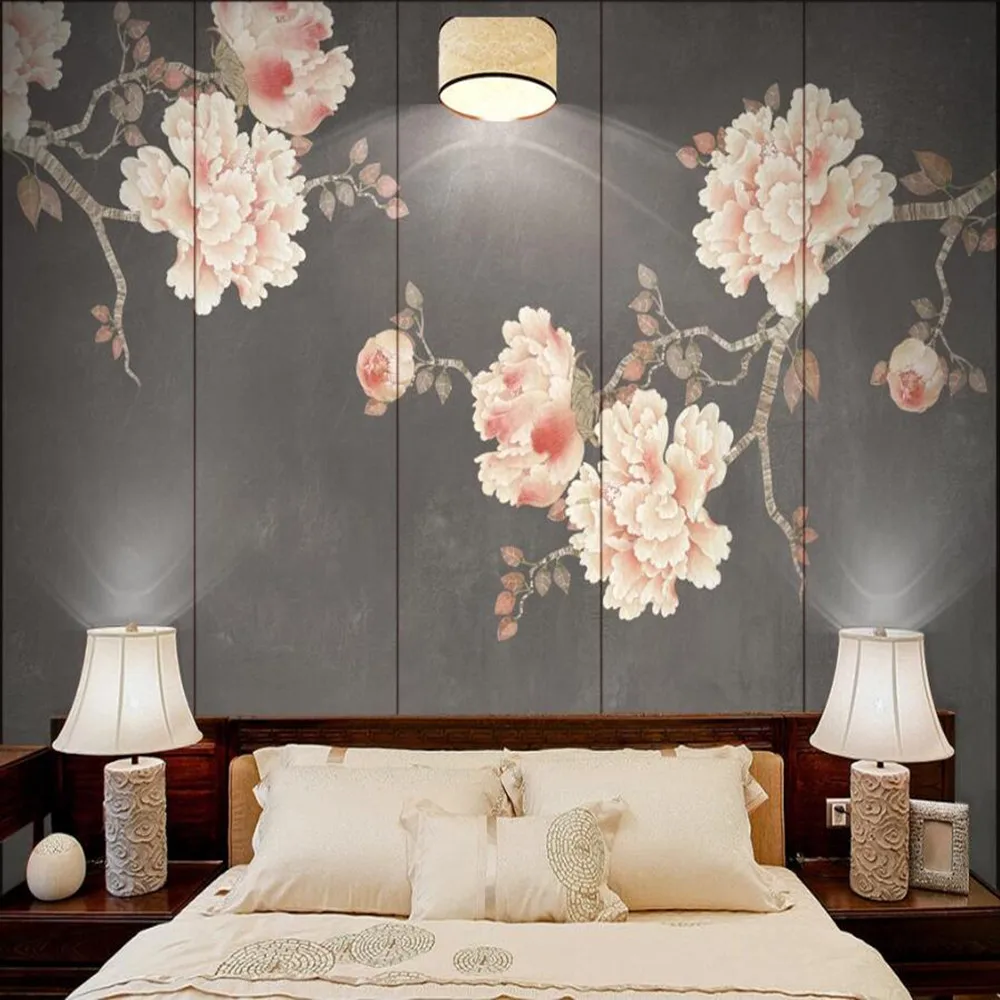 

milofi custom large wallpaper mural 3d hand-painted brushwork peony blossom rich background wallpaper mural