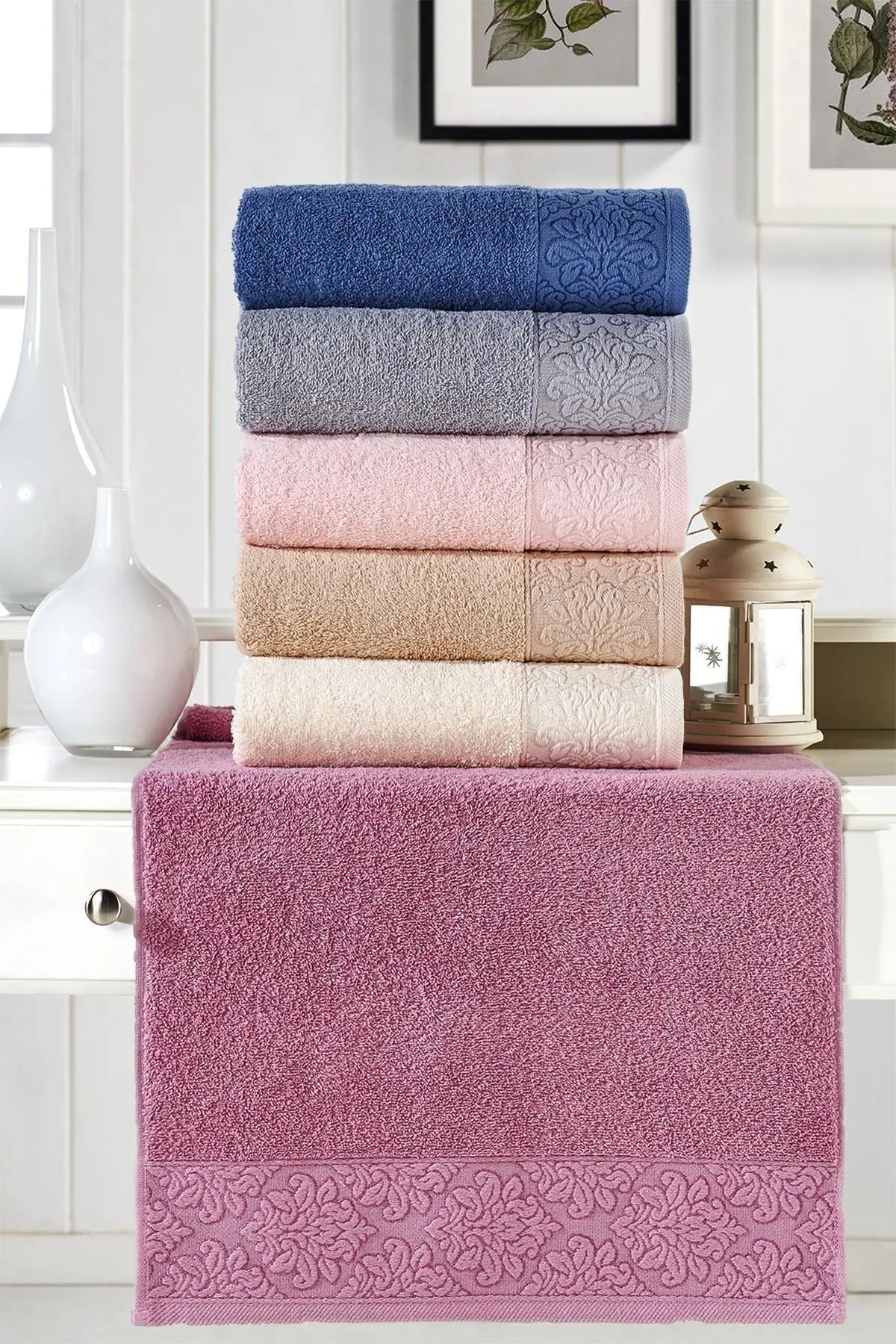 Colorful 50x90 Cm Maria Towel Set 6 Pcs Hand And Face Towel Set High Quality Home Bathroom Towel luxury Extra Soft Strong Water Absorbing