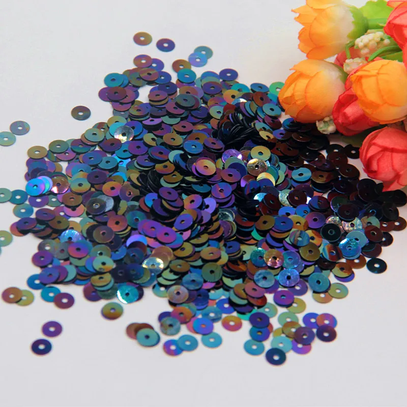 AB Black 3mm 4mm 6mm PVC Loose Sequins Cup Flat Round Glitter Sequins for Wedding Decoration Garment Dress DIY Accessory