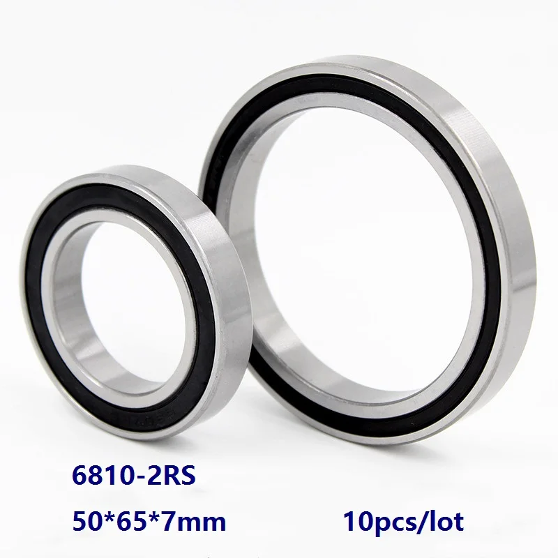 

10pcs/lot 6810-2RS 6810RS 6810 2RS High Quality Double rubber cover 50*65*7mm Thin Wall Deep Groove Ball bearing 50×65×7mm