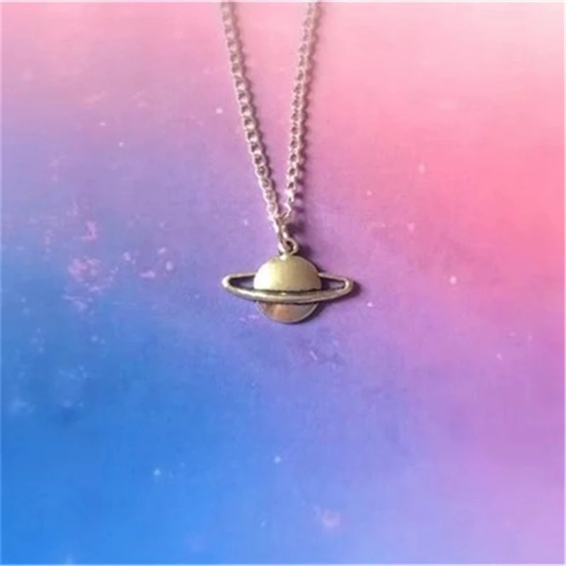 Planet Necklace, Galaxy necklace, Saturn necklace, pastel goth, 90s style, Celestial Necklace, Galaxy gift, Space gift