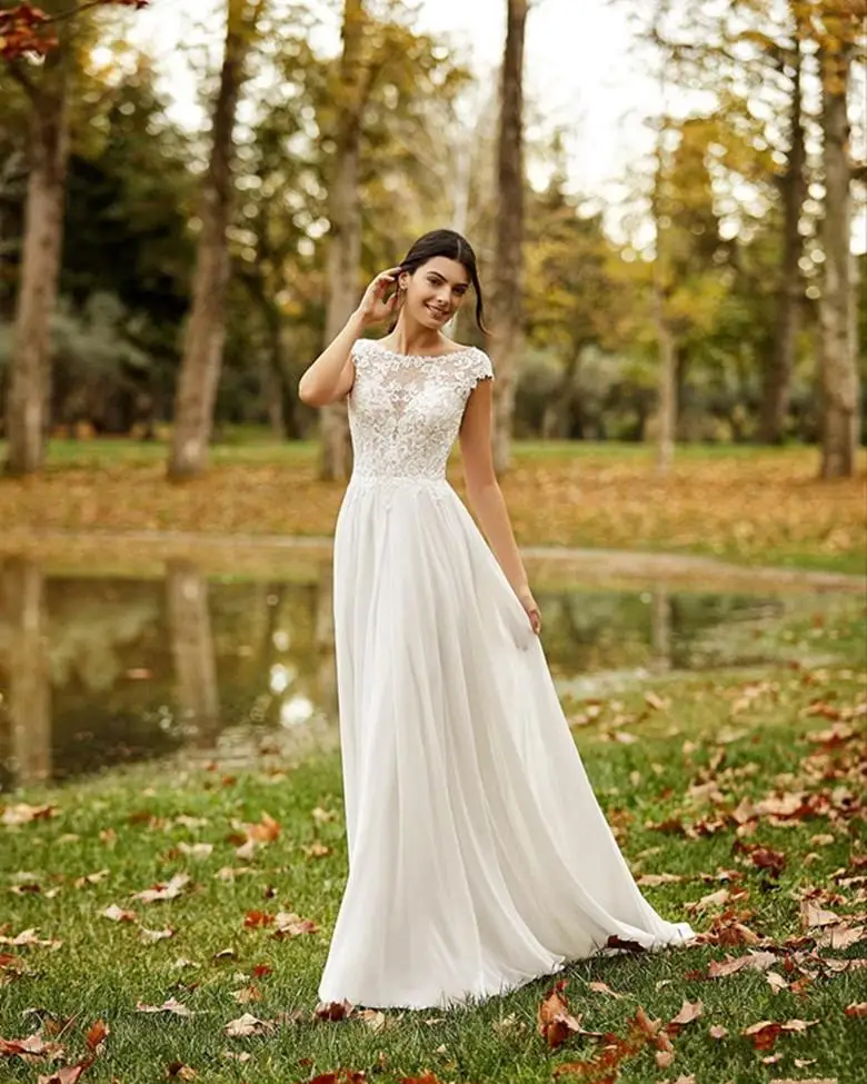 Vestido de noiva boêmio, vestido de casamento aberto para costas abertas, vestido de praia estilo boho