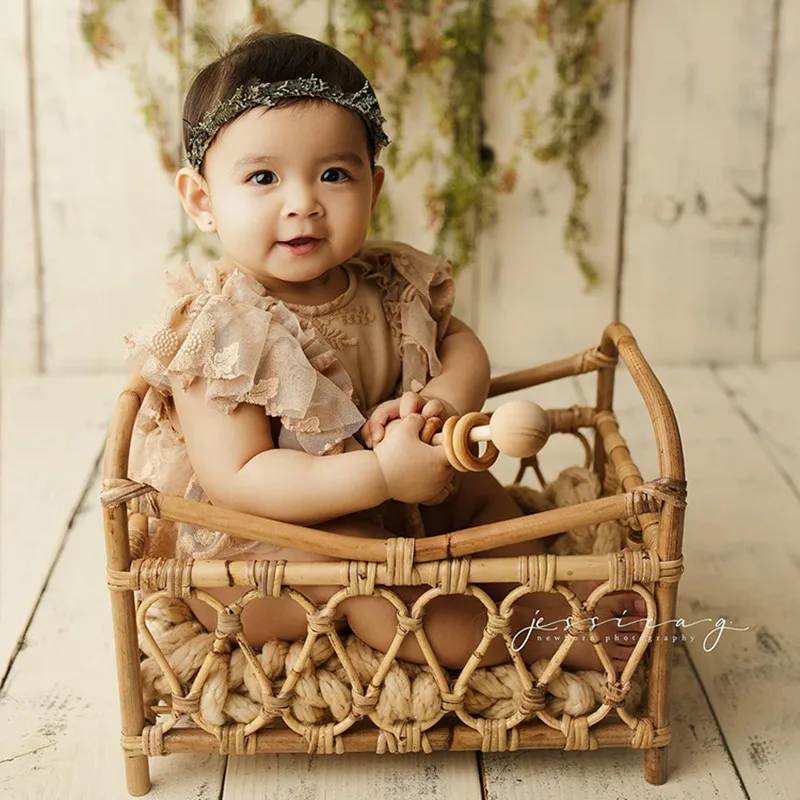 Newborn Photography Props Bamboo Baskets Baby Photo Bed Posing Props Infant Bebe Studio Shoot Accessories Full-moon Baby