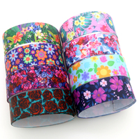 DHK 50yards Flowers Jungle Rose Printed Grosgrain Ribbon Accessory Hairbow Headwear Decoration DIY Wholesale Craft S1459
