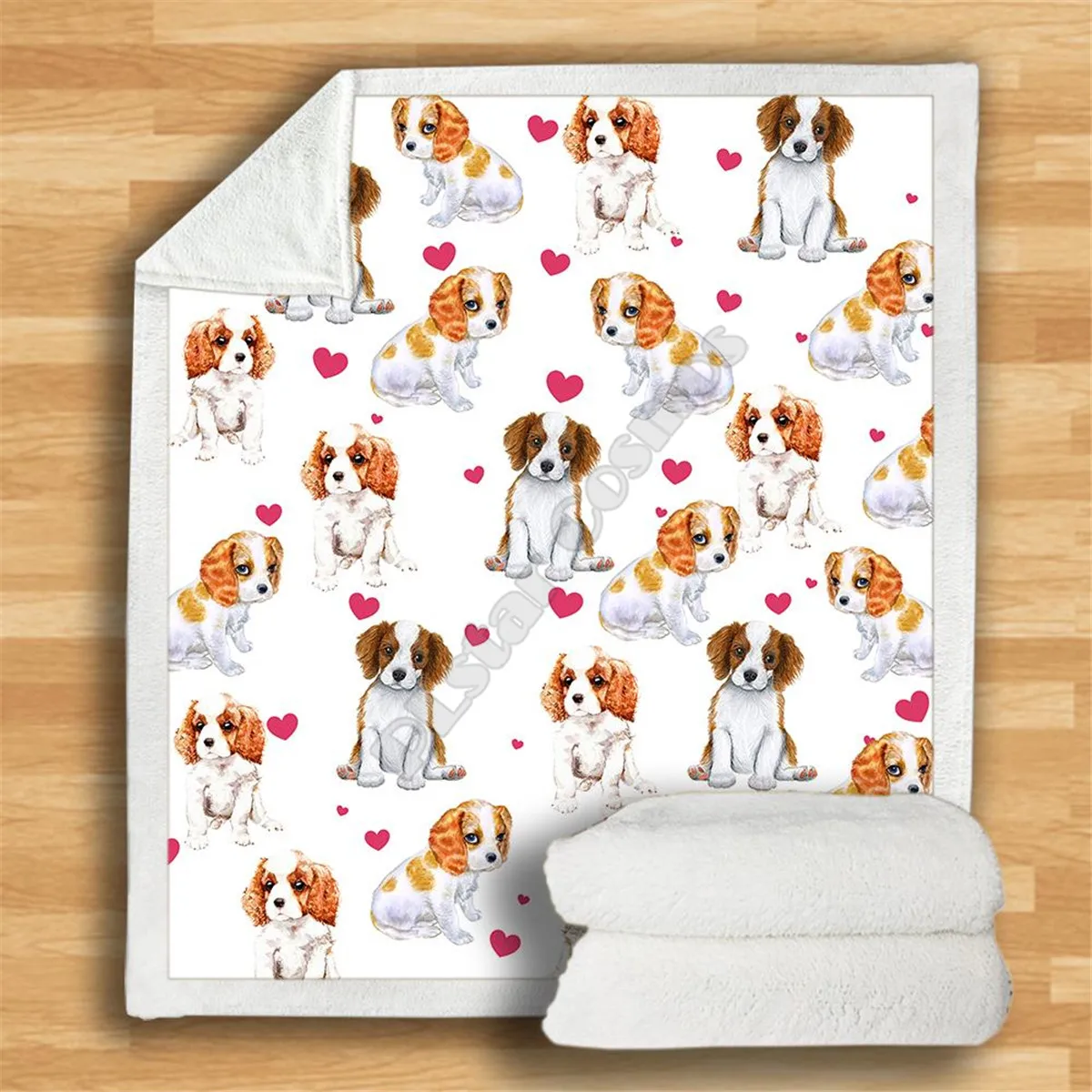 

Love Cute Cavalier King Charles Spaniel Cozy Premium Fleece Blanket 3D printed Sherpa Blanket on Bed Home Textiles