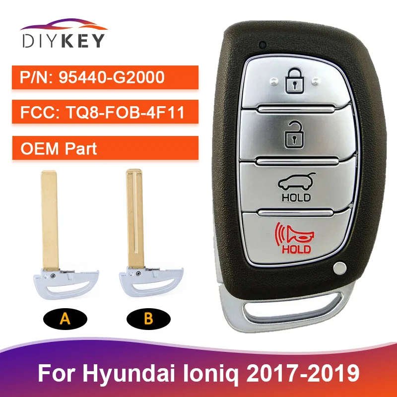 DIYKEY 95440-G2000 For Hyundai Ioniq 2017 2018 2019 FCC ID: TQ8-FOB-4F11 433MHz Smart Keyless Car Key Remote Fob