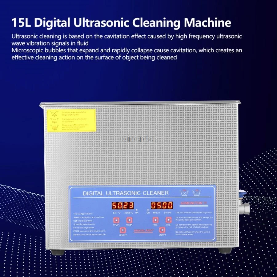 15L Household Digital Stainless Steel Bath 110V 220V Degas Ultrasound Cleaning for Watches Jewelry