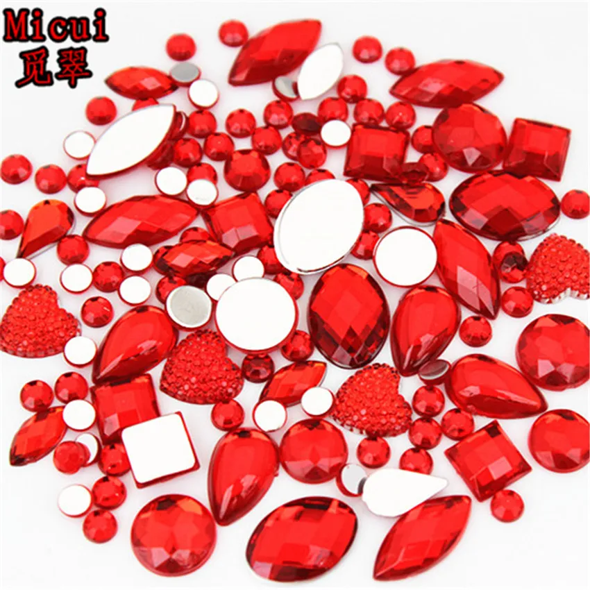 22g About 300pcs Mixed Shape Sizes Acrylic Rhinestones 3D Nail Art Crystal Stones Non Hotfix Flatback Craft DIY Decorations MC38