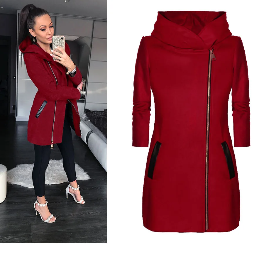 Fashion Trend Loose Side Zipper Plus Fleece Jacket Hooded Sweater Woman