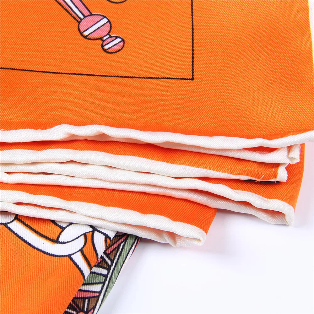 Manueller handgerollter Twill-Seidenschal für Damen, Paukendruck, quadratische Schals, Echarpes, gekräuselte Foulards, Femme, Wickeltuch, Bandana, Hijab, 90 cm – Detail 18