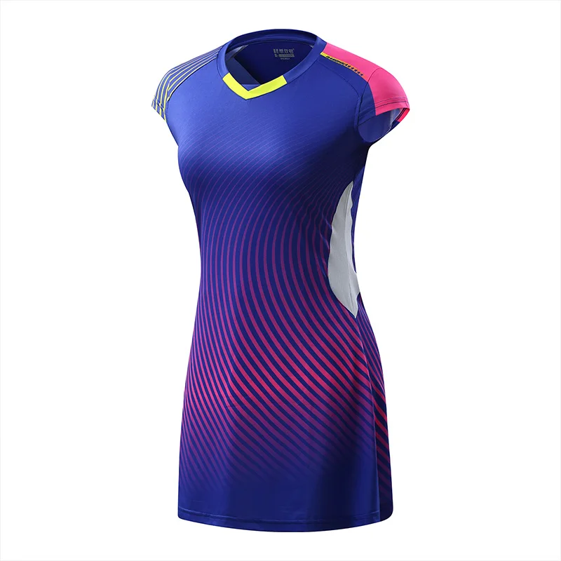 Badminton vestido de manga curta secagem rápida tênis esportes vestido feminino badminton treino roupas com shorts de segurança