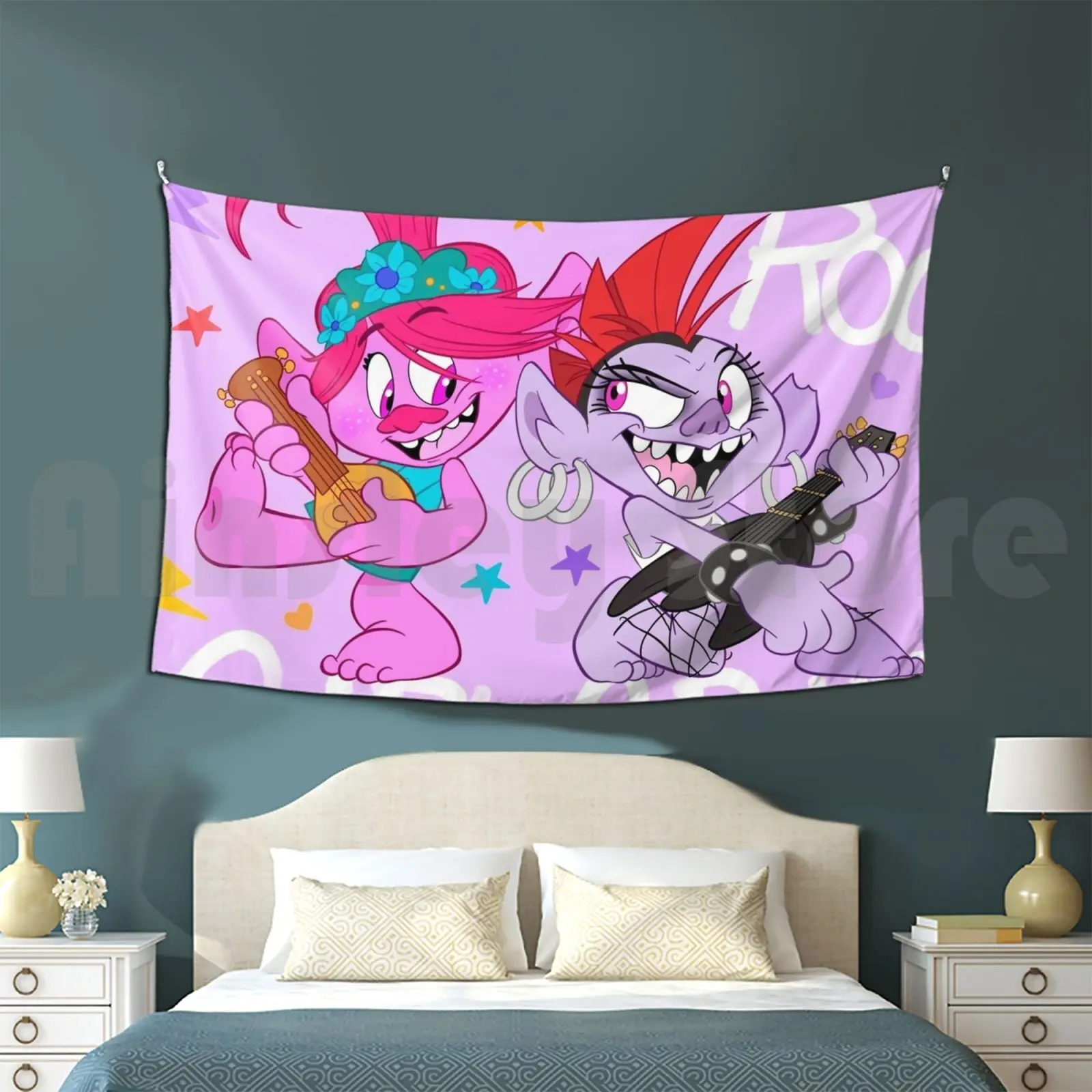 Pop-Rock Girl Group Customized Tapestry Poppy Trolls Poppy Barb Trolls Queen Barb Trolls Dreamworks