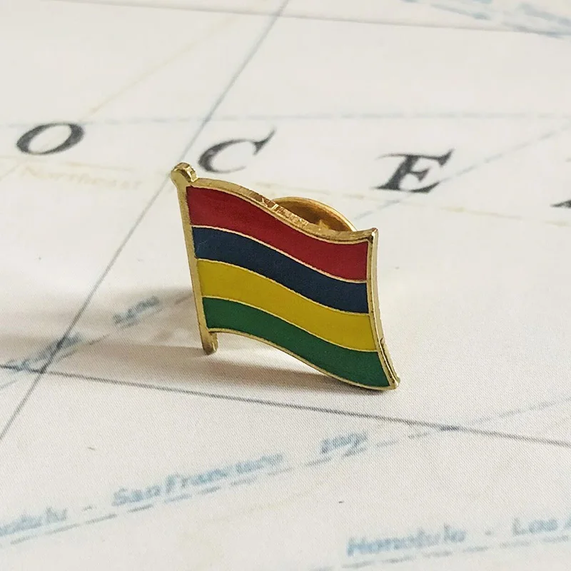 MAURITIUS National Flag Embroidery Patches Badge Shield And Square Shape Pin One Set On The Cloth Armband   Backpack  Decoration