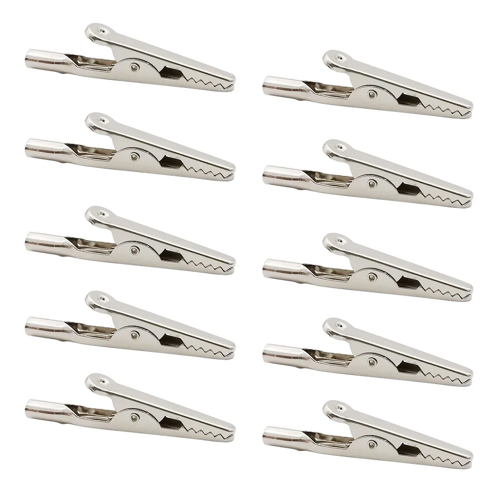 10/20Pcs 51mm Metal Alligator Clips Crocodile Electrical Test Cable Lead Probe Clip Battery Clamps 10A Silver