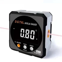 Digital Protractor Laser USB Inclinometer 360° Level Angle Finder High Precision Goniometer Magnet Tilt Measuring Tools