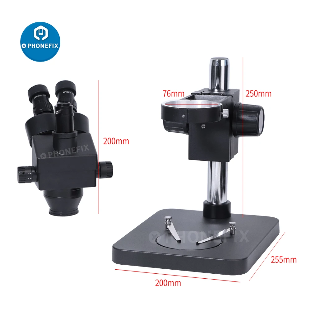 Imagem -06 - Microscópio Estéreo Trinocular 7x180x Zoom Contínuo Microscópio Estereoscópico Simul Focal Ampliação Laboratório Microscópio Industrial Reparo Micro-soldagem Instrumentos Microscópicos Reparos Telefones Celulares Sold
