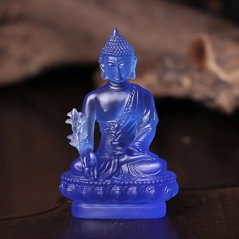 Buddha Medicine Figure Statue Altar Buddhist Resin Fengshui 12x8x5.5cm multicolor Gift