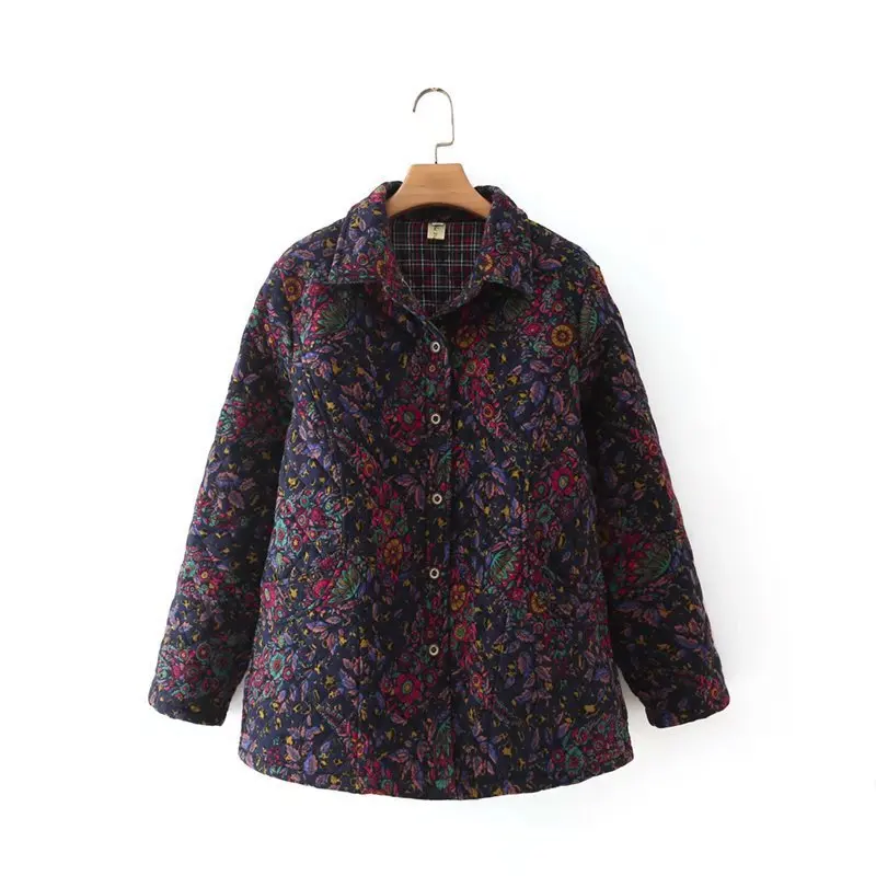 Vestuário feminino parkas plus size inverno novo outerwear idade antiga floral acolchoado casaco