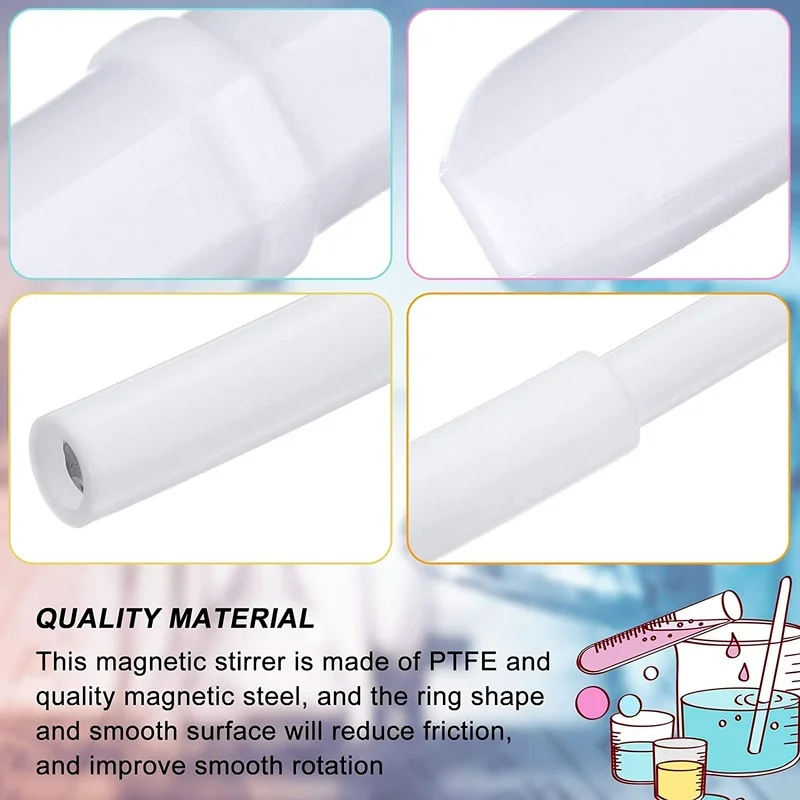 10 stück PTFE Magnetische Rühren Bars 35mm/1,38 Zoll PTFE Magnet Rührer Mixer Rühren Bar mit Ring Form weiß Magnetische