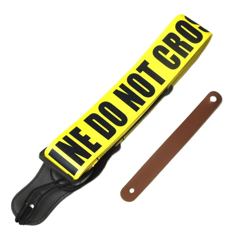 

Guitar Strap Yellow "POLICE LINE DO NOT CROSS" + 1 Brown Leather Guitar Head Stock Strap Tie