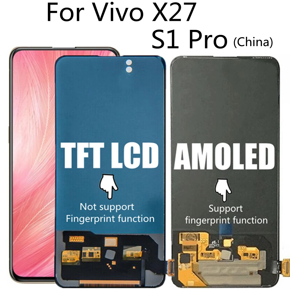 6.39\'\' LCD For Vivo X27 V1829 LCD Display Touch Screen Digitizer Assembly Replacement for phone VIVO S1 PRO V1832 LCD Display