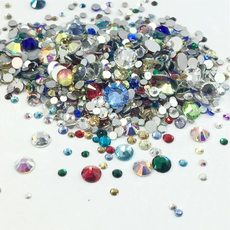 

Shiny Nail Rhinestones AB Transparent White Mix Model SS3-SS40 Flat Bottom Rhinestones 3D Nail Rhinestone Decoration