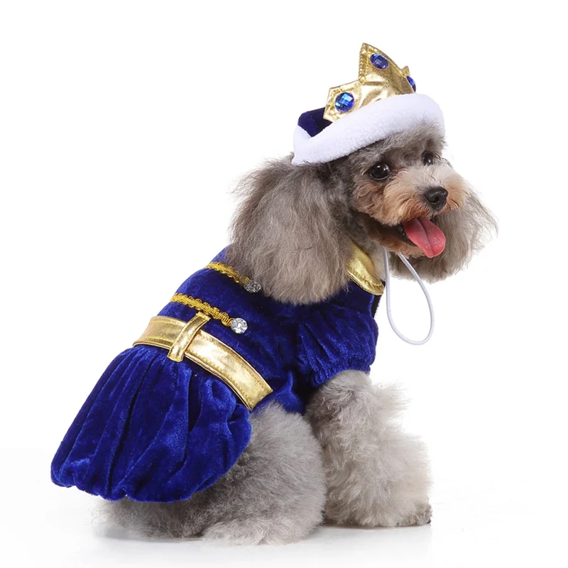 Halloween Pet Cosplay Costume Puppy Funny Princes Outfits With Hat Dogs Clothing Coat For Halloween Party Dress Up Chihuahua