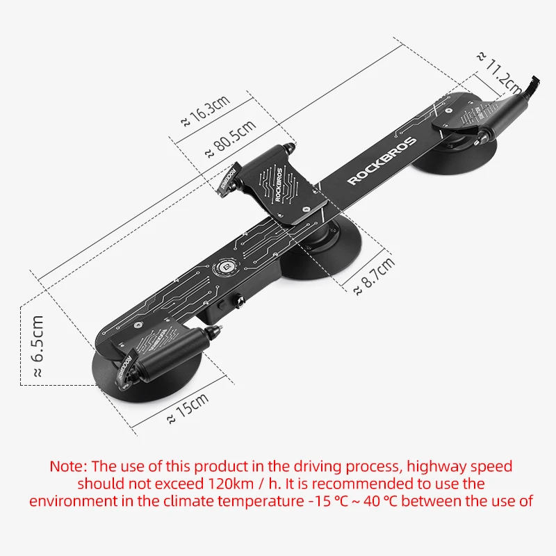 ROCKBROS Bicycle Rack Carrier for Car Electric Suction Cup MTB Road Mountain Bike Car Roof Rack for Max 3 Bikes Automatic Alert