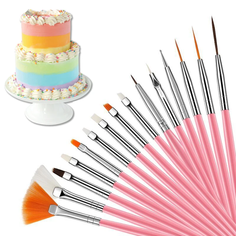 15Pcs/set Fondant Cake Brush Cookie Pen DIY Sugar Craft Baking Decorating Tools Brush Fondant Dessert Painting Color Draw Pen