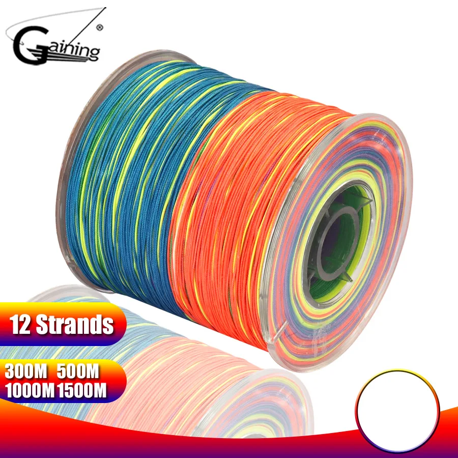 12 Strands Braided 300m/500m/1000m/1500m 0.24MM-0.7MM Multicolor Fishing Line Super Strong Japan Multifilament PE Line 35-180LB