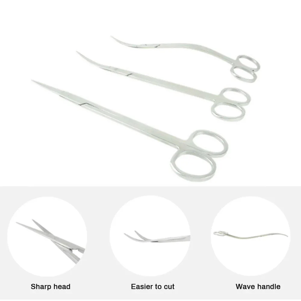 Stainless Steel Aquarium Water Grass Waterweed Clipper Long Wave Scissor Tool Kit Water Grass Cutter Clipper Fish Tong 3 Shapes