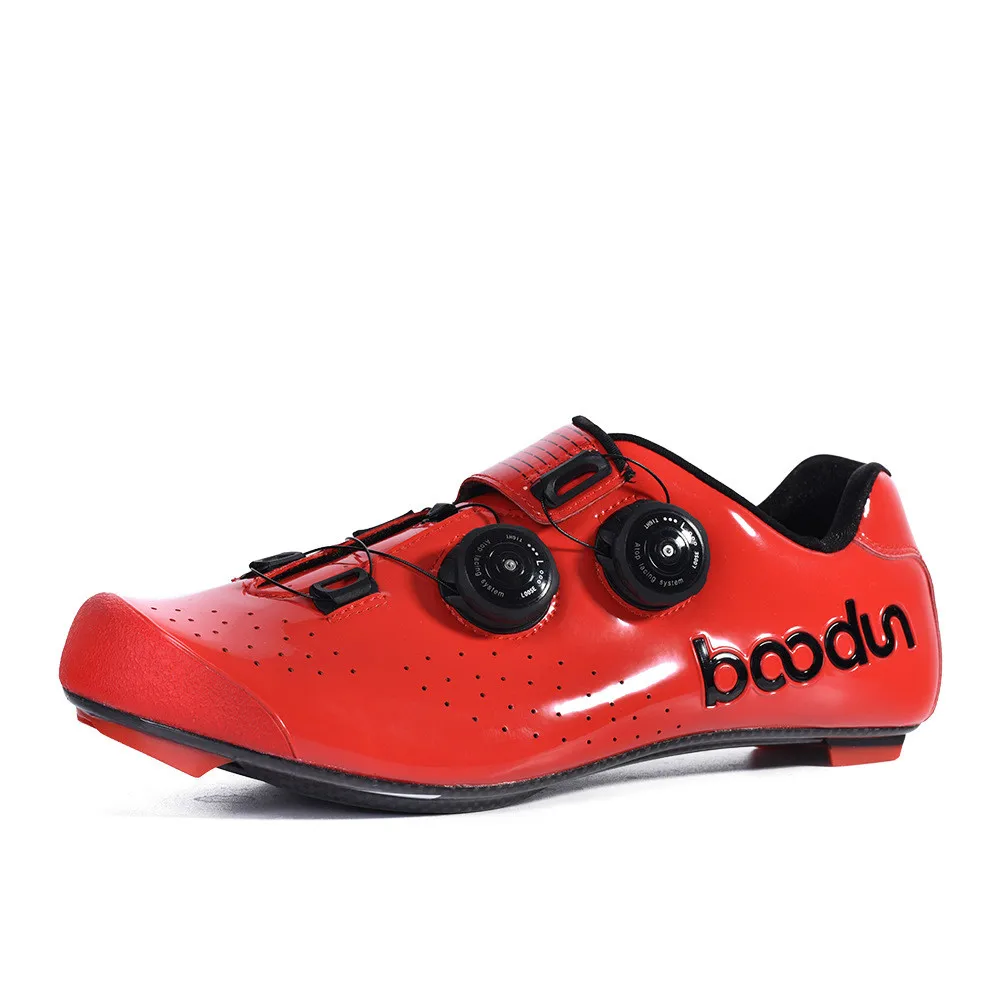 BOODUN New Road Cycling Shoes Carbon Fiber Self-Locking Ultralight Breathable Wear Non-slip professional Bicycle Racing Shoes