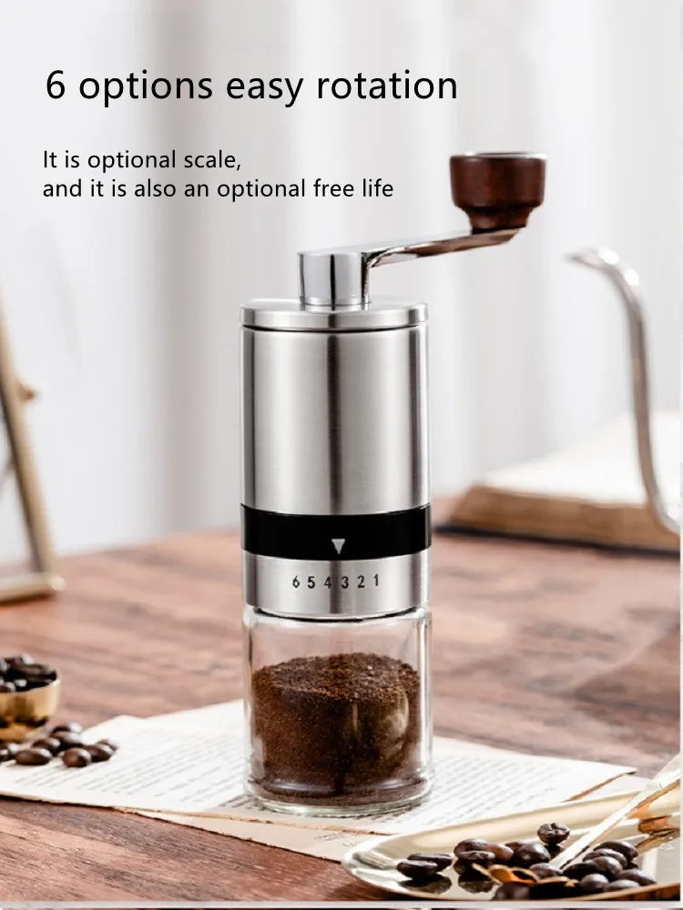 Портативная ручная кофемолка, бытовая, из нержавеющей стали, маленькая мельница