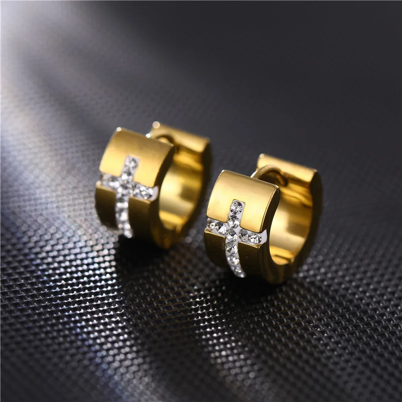 1Pcs Creative Fashion Titanium Steel Engraving The Cross Earrings for Men and Women Stainless Steel Jewelry