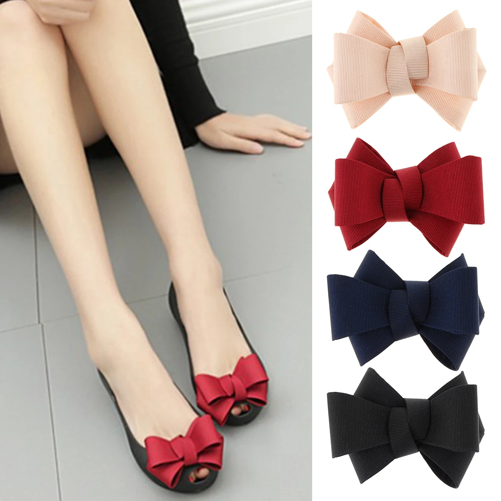 1x Fashion Ribbon Bowknot Shoe Charms Buckle Party Prom Removable Shoe Clips