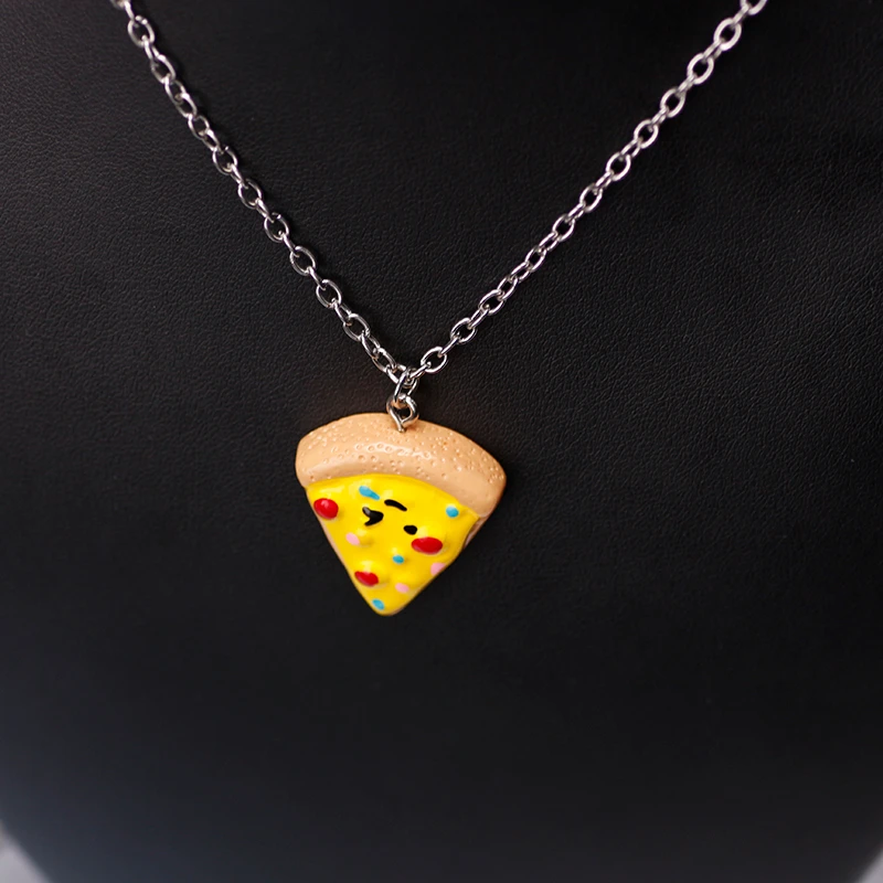 Fashion Creative 6 -Pieces Pizza Pendant Ladies Necklace Cute Girl Clavicle Choker Jewelry Gifts For Friends CN