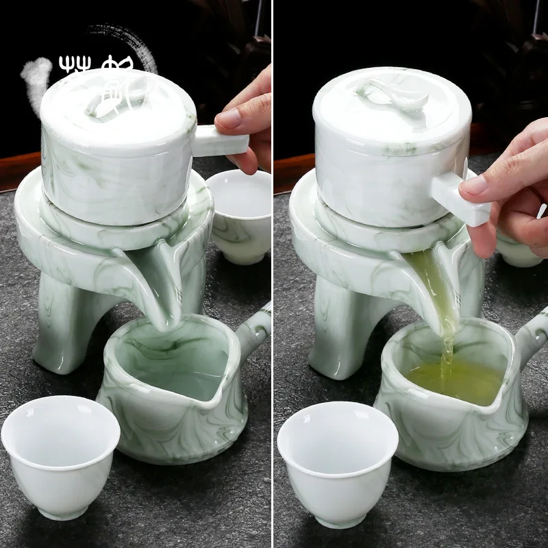 High grade Marble stripes Tea set stone grinding semi-automatic Tea Set,Kung Fu tea pot cup.Creative Tea ceremony supplies