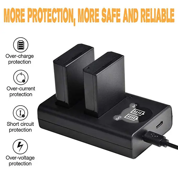 1500mAh LP-E10 LPE10 Battery + LP E10 Charger with Type-c for Canon EOS 2000D 1100D 1200D  1300D 4000D, Rebel T3 T5 T6 T7