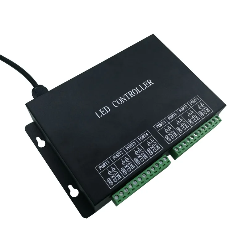 H801RC;8 ports WS2812B  salve LED pixel controller;Programmable LED Controller  Work with Computer Network or Marster Controller