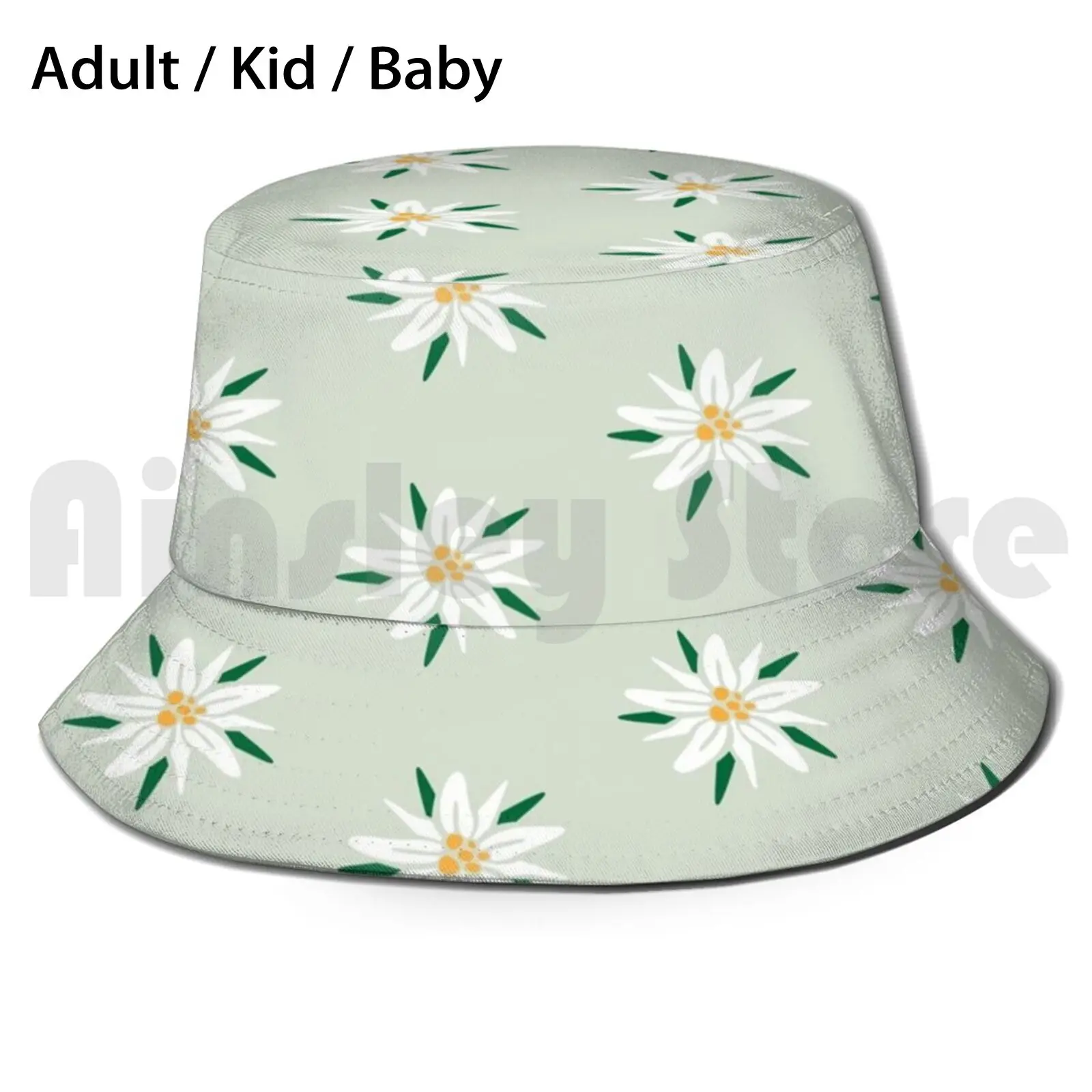 Edelweiss Bucket Hat Adult kid baby Beach Sun Hats Edelweiss Oktoberfest Octoberfest Bavaria Austria Germany Alps Alpine