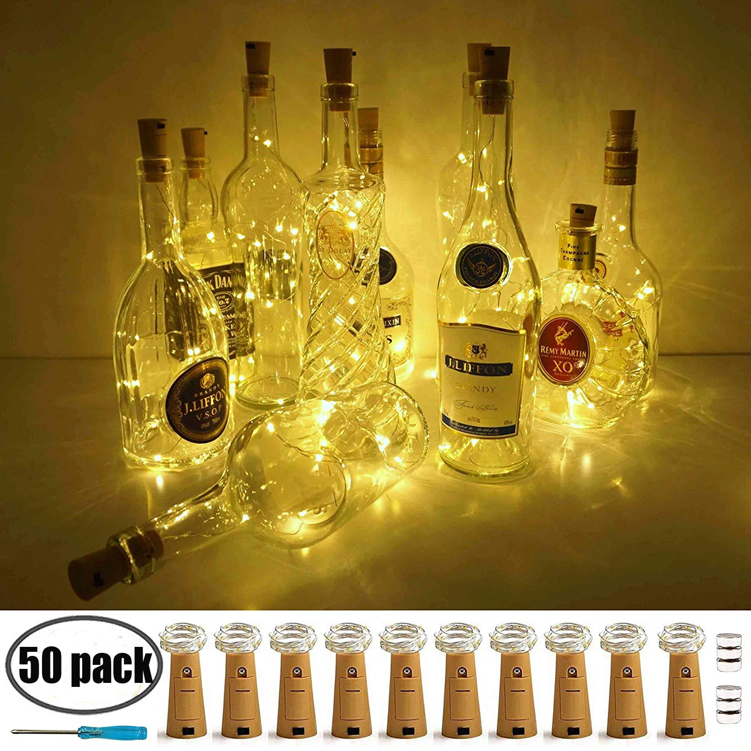 50pcs/lot Wine Bottle Lights with Cork Battery Operated LED Cork Shape Fairy Mini String Lights for DIY Party Christmas Decor