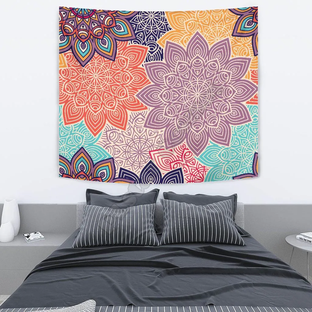 

COLORFUL FLORAL MANDALAS WALL TAPESTRY 3D Printed Tapestrying Rectangular Home Decor Wall Hanging