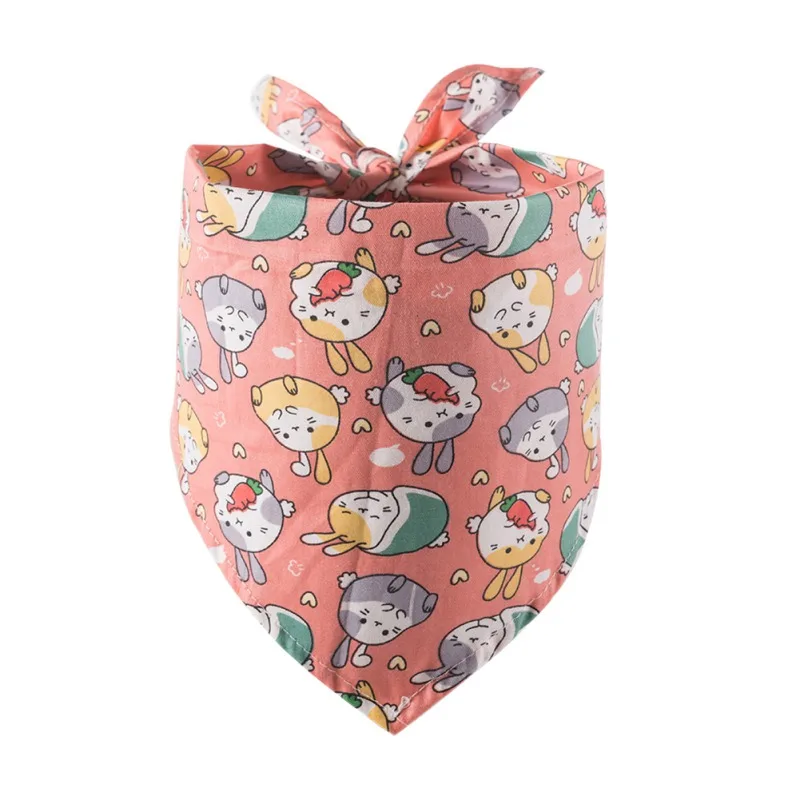 Cute Printed Dog Bandanas Puppy Cat Dog Bandana Bibs Large Dog Scarf Cotton Cartoon Cat Dog Accessories Summer Pet Supplies