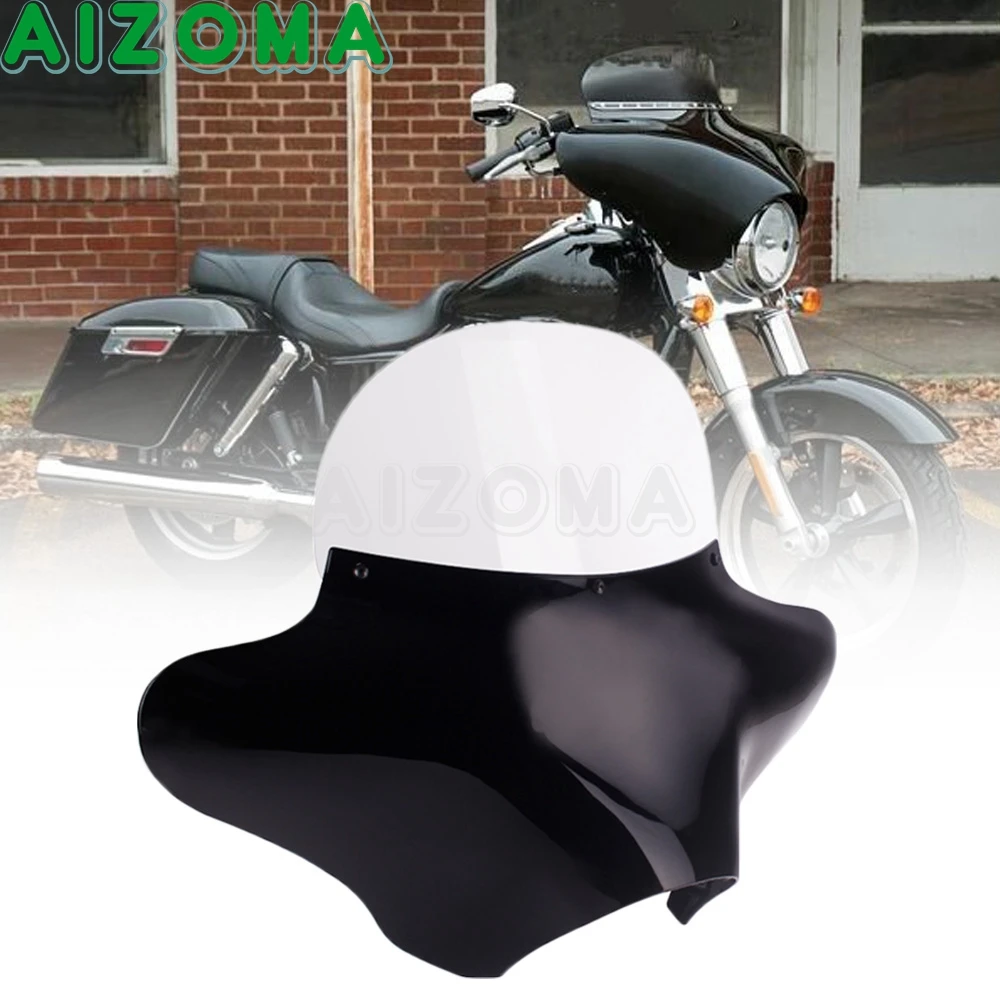 Motorcycle ABS Batwing Headlight Outer Fairing w/Clear Windshield For Harley Touring Road King Street Electra Glide FXD FLS FLHR