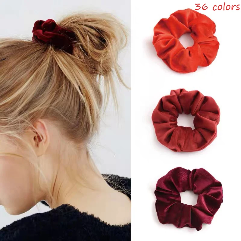 

36 Colors Woman Solid Velvet Hair Scrunchies Girls Hair Ties Band Korea Hair Rubber Bands Fashion Hair Accessories Ornament Rope